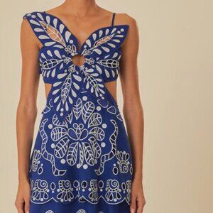 Farm Rio Blue Linen Richelieu Dress